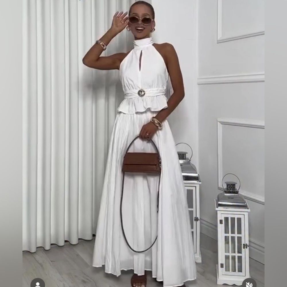 NWT ZARA ZARA NWT WOMAN SS25 PLEATED HALTER TOP OYSTER-WHITE | 0387/077